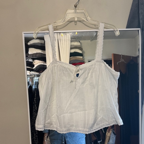White Lace Trim Women's Tank - Picture 1 of 3